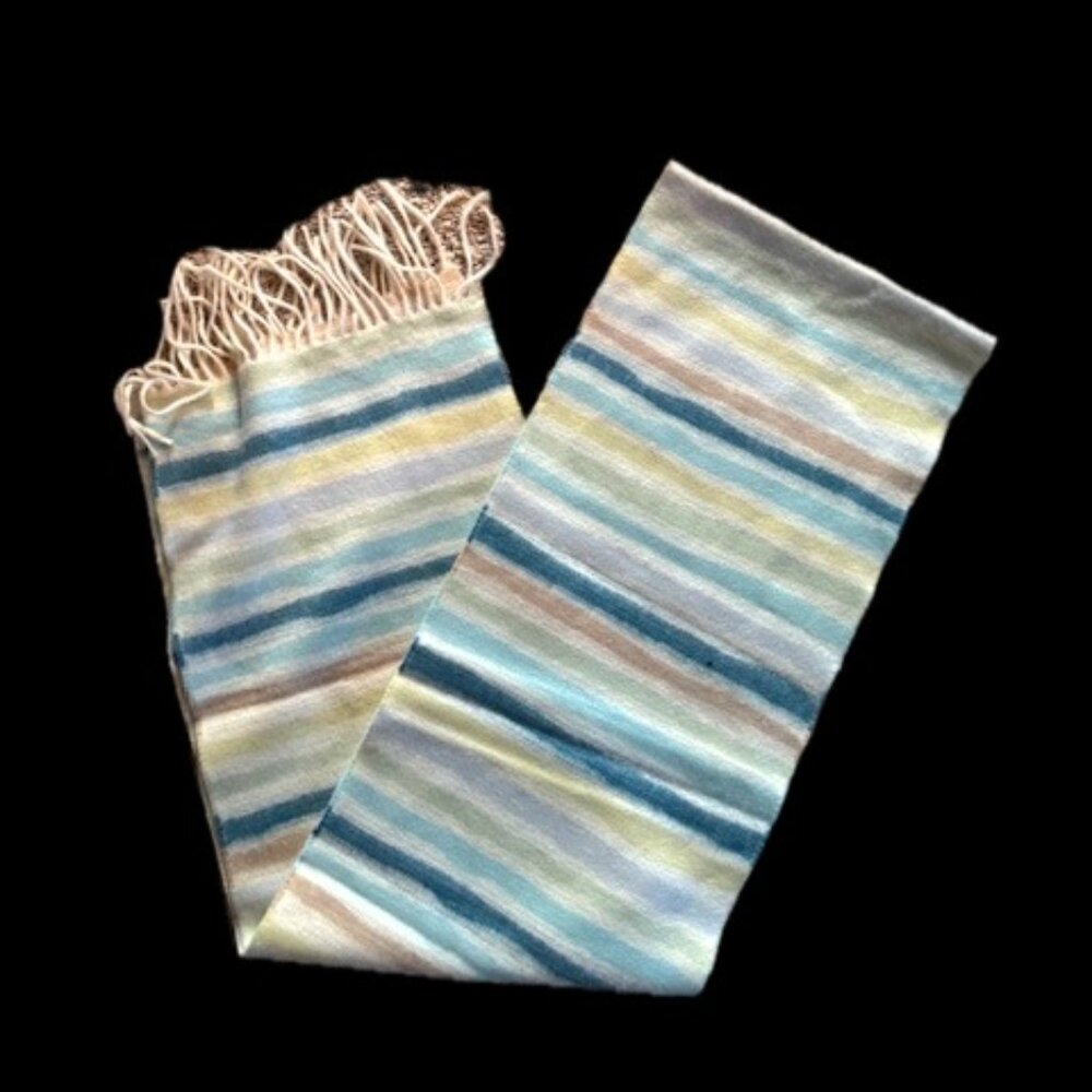 Harrods Striped Multicolored 100% Cashmere Scarf